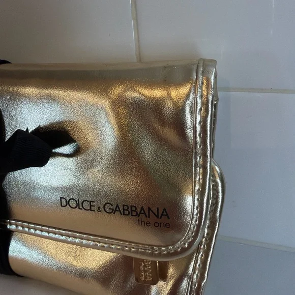 Dolce & Gabbana The One Gold Makeup Brush Roll Cosmetic Organizer Travel Case - Picture 3 of 6